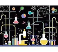 LYCGS 7X5ft Chemical Science Backdrop Chemical Experiments Science Birthday Party Backdrop Kids Chemistry Lab Mad Scientist Equipment Science Research Banner X-266