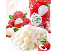 Lychee candy, pineapple cantaloupe candy,fruit candy,Fruit & Chewy,wedding candy,hard candy,dessert,healthy candy,vegan,Sweets,Delicious snack gift pack (Litchi candy,500g (about 100pcs))