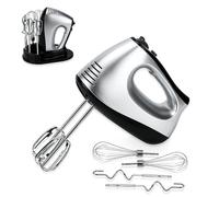 Lychee Electric Whisk, Anti-Splash Hand Whisk, 5 Speeds with Turbo Button, With storage base, 6 Stainless Steel Attachments, Electric Whisk for Kitchen Baking, 300W