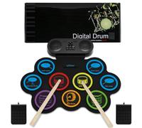 Lychee Electronic Drum Set with Headphone Jack, 9 Stereo Roll-up Drum Practice Pad, Built-in Speaker Drum Pedals Sticks Support External Connection, Great Holiday Xmas Birthday Gift for Kids