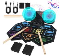 Lychee Electronic Drums Set Foldable, 9 Pads Roll-Up Stereo Electronic Drum Kit Built-in Speaker Drum Support External Connection, Great Holiday Xmas Birthday Gift for Beginners