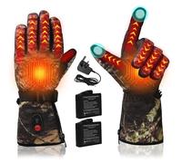 Lychee Rechargeable Electric Heated Ski Gloves - Instant Heating Hand Warmers for Men & Women, Waterproof with 7.4V 3000mAh Battery *2 for Outdoor (Camouflage, M)