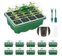 Lychee Seed Trays, 10 Pack 120 Cells Propagator Growing Thicken Seedling Starter Growing Trays with Lidded/Rotatable vent design for Greenhouse & Gardens (Green,10Piece)