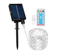 Lychee Solar Powered Outdoor Rope Light, 66ft 200LED 8 Modes IP65 Waterproof Large Powered Tube, Remote Control Timer String Lights for Holiday Christmas Party Decoration (White)