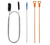 Lychico 4-Piece Drain Unblocker Set, Includes 61.2" Double-Ended Pipe Cleaning Brush, 17.7" Sink Brush & 2x19.7" Drain Snakes for Hair Clog Removal in Sink, Bathroom, Shower and Pipe