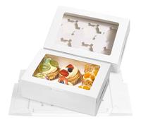 Lychico 6-Cupcake Carrier Box with Window（10 Pack） - Premium White Cardboard Pastry Box with Secure Lock, No-Glue Assembly for Transporting & Displaying Cupcakes, Muffins, Cookies