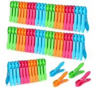 Lychico 60pcs Clothes Pegs, Plastic Washing Line Pegs 60Pcs - Strong Hold Multi-Coloured Washing Pegs, Extra Large 73mm Anti-Fade Clips for Laundry, Outdoor Indoor Use, Gentle on Fabrics