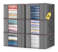 Lychico 90L Storage Bags 6 Pack with Clear Window - Large Moving Boxes & Storage Organisers for Clothes, Bedding, Seasonal Storage, Reinforced Handles