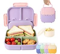 Lychico Bento Lunch Box for Kids, 1400ml Leakproof Lunch Box with Sauce Pot, Portable Snack Box with Handle, Microwave & Dishwasher Safe Food Storage Container for School Travel Office
