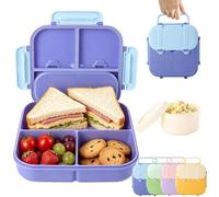 Lychico Bento Lunch Box for Kids, 1400ml Leakproof Lunch Box with Sauce Pot, Portable Snack Box with Handle, Microwave & Dishwasher Safe Food Storage Container for School Travel Office