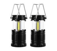 Lychico Camping Lights 2 Pack, Battery Operated LED Camping Lantern with Foldable Hook, Portable Tent Lights IPX4 Waterproof Outdoor Hanging Lamp for Hiking, Emergency, Black