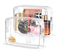 Lychico Clear TSA Approved Toiletry Bag 2 Pack, Transparent Travel Toiletry Bag for Airplane Carry On, Waterproof Makeup Bag for Women & Men, Leakproof PVC Cosmetic Bag