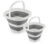 Lychico Collapsible Bucket 2-Pack 10L+5L, Silicone Folding Water Buckets for Camping Fishing Car Wash, Space-Saving Portable Containers for Travel Outdoor Home Cleaning