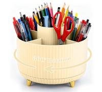 Lychico Desk Organiser, 360-Degree Rotating Pencil Cup Organiser With 5-Compartment Desk Organiser, Large Capacity Pencil Pot Cup for Office, Home & School Supplies, Stationery Accessories