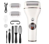 Lychico Electric Foot File, Rechargeable Foot Callus Remover Waterproof with 3 Rollers 2 Speed Battery Display，Professional Pedicure Tools for Hard Cracked Dry Dead Skin