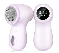 Lychico Fabric Shaver, Rechargeable Electric Lint Remover with Digital Display & 3-Speed Settings, Intelligent Auto Stop for Clothes, Sweaters, Furniture Upholstery - Purple