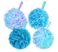 Lychico Loofah Sponge Shower Puff 75g/Piece, 4 Pack Extra Large & Exfoliating Bath Sponges for Women & Men, Rich Lather Shower Pouf for Body Wash & Gel
