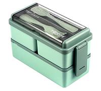 Lychico Lunch Box, 1400ml Bento Box with Spoon Fork, Stackable 2 Layer 3 Compartments Leak Proof Japanese Lunch Box, Meal Prep Container Box for Adults Kids Students Office Microwave Dishwasher Safe