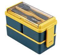 Lychico Lunch Box, 1400ml Bento Box with Spoon Fork, Stackable 2 Layer 3 Compartments Leak Proof Japanese Lunch Box, Meal Prep Container Box for Adults Kids Students Office Microwave Dishwasher Safe