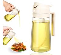 Lychico Oil Dispenser Bottle 470ml/16oz, 2 In 1 Oil Dispenser and Oil Sprayer, Food Grade Spray Bottle for Kitchen Cooking, Oil Dispenser for BBQ, Salad, Baking Steak, Air Fryer, Beige