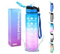 Lychico Sports Water Bottle 1L with Straw, BPA Free Tritan Non-Toxic Plastic, Leakproof & Flip Lid Ideal for Sports, Gym, Fitness, Outdoor, Cycling, School & Office, Blue/Purple Gradient (ydsp)