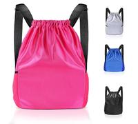 Lychico Waterproof Drawstring Bags, Swim PE Backpack Bag for Men & Women, Sports Gym, Travel, Swimming, Beach, Large Daypack，Black, Plum