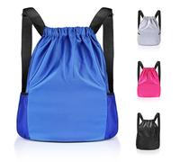 Lychico Waterproof Drawstring Bags, Swim PE Backpack Bag for Men & Women, Sports Gym, Travel, Swimming, Beach, Large Daypack, Blue