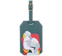 Lychii Art-Inspired PU Leather Luggage Tags for Suitcases with Secure Strap & Waterproof PVC - Vibrant Orange/Black/Green Travel Essentials, Personalized Creative Artistic Gift for Women