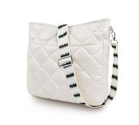 Lychii Quilted Tote Bag, Puffer Shoulder Bag, Crossbody Bags with Zipper, Fashion Cotton Quilted Ladies Handbag, Cream