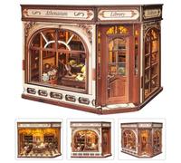Lycidae Book Nook- DIY Mini Library Book Nook Kit with Warm LED Light