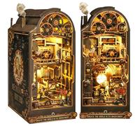 Lycidae Book Nook, Diy Miniature House Kit, 3D Puzzle Wooden, LED Lights, Decor Crafts for Adults Teen Gifts(Steampunk Industria)