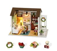 Lycidae DIY 3D Wooden Dollhouse Craft Kit with LED Lights - Handcrafted Puzzle for Adults/Teens, White Home Decor Gift