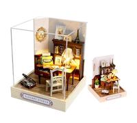 Lycidae DIY Miniature House Kit, Mini Dollhouses, 3D Wooden Kit with LED and Dust Cover, Handmade Crafts for Children Teens Adults Friends Birthday Home Decor(Studio)