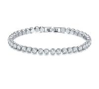 Lyciel 4mm Tennis Zircon Bracelets for Women - Size 6.7/7.5" S925 Silver Plated Tennis Birthstone Bracelet, Charm Fine Jewelry Valentines Day Gifts for Women (XY0175A-17White)
