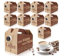 LYCN 10 Pack 96 oz Disposable Coffee Dispensers, Insulated Portable Coffee Box with Handle, Hot Cold to Go Take Out Container Beverage Dispenser Bulk for Parties, Catering, Office, Catering (2.84L)