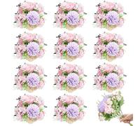 LYCN 12 Bundles Artificial Peony Flowers, Silk Flowers Faux Peonies Fake Hydrangea Artificial Bouquet with Stems for Wedding Party Table Floral Decoration Vase Home Decor (Light Purple