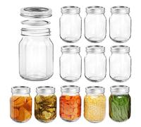 LYCN 12 Pack Glass Regular Mouths Mason Jars, 16oz/500ml Canning Jars with Airtight Lids and Seal Bands, Clear Food Storage Glass Pint Jar for Honey Spices Pickling Jam Jelly Overnight Oats
