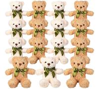 LYCN 15 Pack Small Teddy Bears Bulk, 25cm/10inch Bear Plush Teddy Toys, Cute Soft Bear Stuffed Animals with Bow Tie for Graduation, Birthday, Wedding,Christmas Party Gift - White,Brown