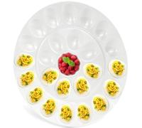 LYCN 24 Compartments Deviled Egg Plate, Large 32cm Ceramic Egg Holder Tray, 2 Dozen White Porcelain Eggs Platter Dishwasher Safe Egg Plate for Easter, Sunday Roast and Parties