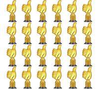 LYCN 24Pcs Thumbs up Award Trophy, 5 inch Plastic Gold Trophy with Inspirational Stickers, Mini Trophies Bulk You are Awesome for Sports Reward Party Favors