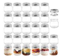 LYCN 28 Pack Small Glass Mason Jar,8oz/240ml Regular Mouth Canning Jars,Clear Mini Glass Mason Jar with Metal Split Lids for Honey Spices Pickling Jam Jelly Overnight Oats