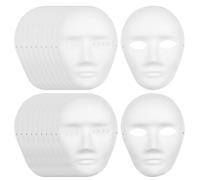 LYCN 30 Pack DIY White Paper Full Face Mask, 2 Sizes Plain Masquerade Masks Bulk, Paintable Mache Mask for Theater Mardi Gras Cosplay Dance Party (15pcs Male+15pcs Female)