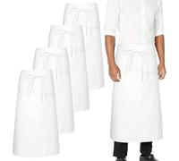 LYCN 4 Pcs White Chef Waist Aprons Half Bistro Fabric Apron with 2 Pockets for Servers Chef Waitress Men Women