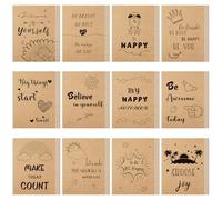 LYCN 48 Pack Mini Notebooks Bulk, Motivational Journals Kraft Paper Notebook 40 Lined Page Funny Small Pocket Notebook Brown Mini Journals for Kids School Office Prizes Travel (4.1 x 5.5 Inch)