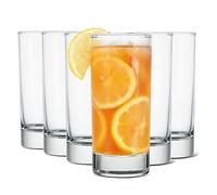 LYCN 6 Pack Clear Drinking Glasses, 7oz/200ml Tall Juice Glasses, Highball Tumbler Stackable Water Glassware Set for Soda, Lemonade, Beverage, Milk, Whisky, Cocktail