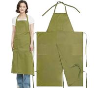 LYCN Pottery Split Leg Aprons, Full Coverage Cotton Canvas Potters Ceramics Apron with Pockets for Artists Clay Women Men (Green)