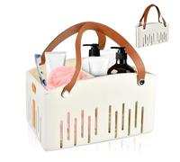 LYCNIGOO Shower Caddy Portable Collapsible Caddy Organizer with Handle Plastic Tote Bin for Bathroom Kitchen Cleaning College Dorm Room Essentials Travel Shower Storage Baskets for Beach Gym Camping