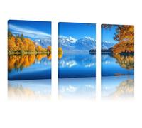 Lycosidae 3-Panel Canvas Wall Art Pictures, 12×16inch Scenic Lake & Mountain Landscape, Perfect for Living Room, Bedroom, Office, Hotel, Café, Home Decor