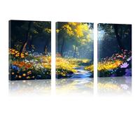 Lycosidae 3-Panel Canvas Wall Art Pictures - Enchanted Forest Path Landscape, for Living Room, Bedroom, Office, Hotel, Café, Home Decor 12×16inch