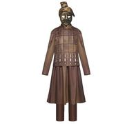 LyCosLynen Terracotta Warrior Costume For Men Boys Qin Dynasty Soldier Fancy Dress Halloween Cosplay Outfit with Mask Ancient Chinese Costume for Stage Performance